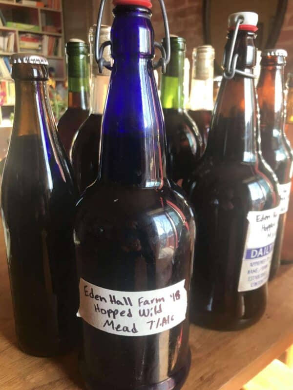 Sideview of Ferment Bottles with Hand-written Labels
