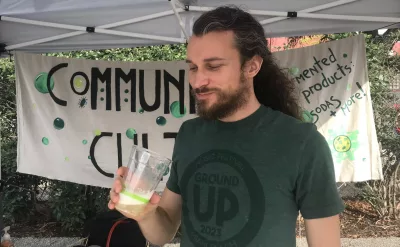 Trevor Ring, founder of Community Cultures, enjoying a fermented beverage.