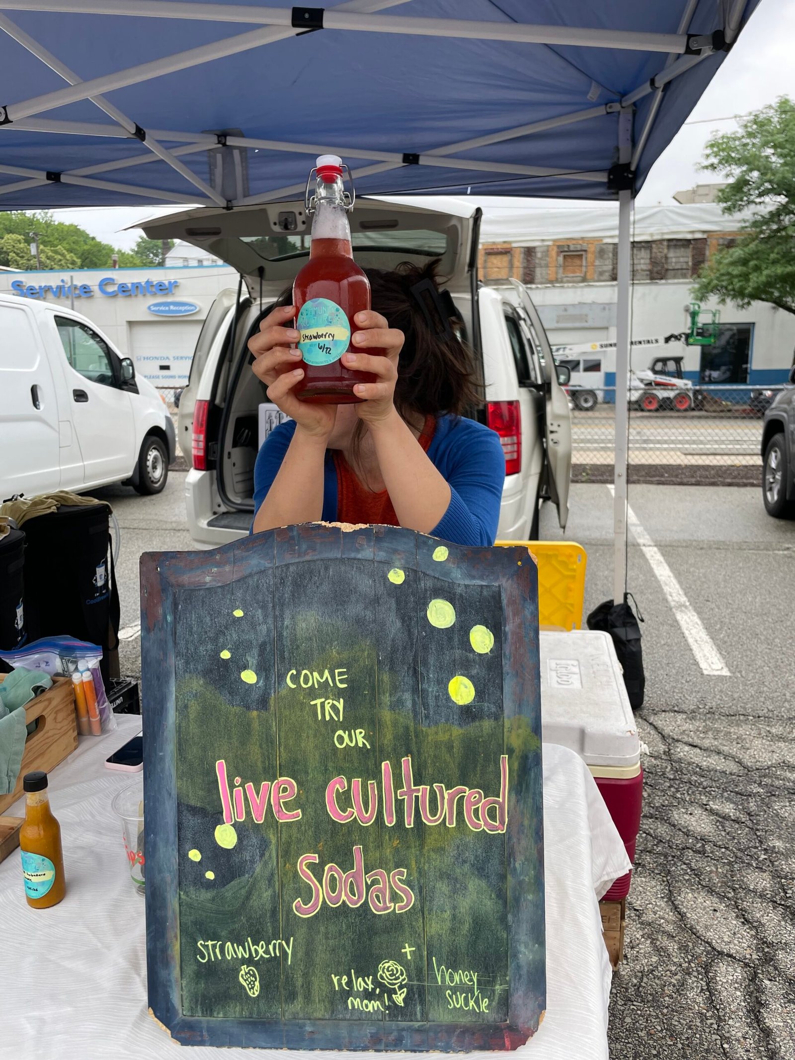 Selling our live cultured sodas at the Bloomfield Market in Pittsburgh, PA