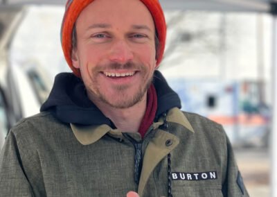 Trevor Ring of Community Cultures bundled up for a cold day at the market