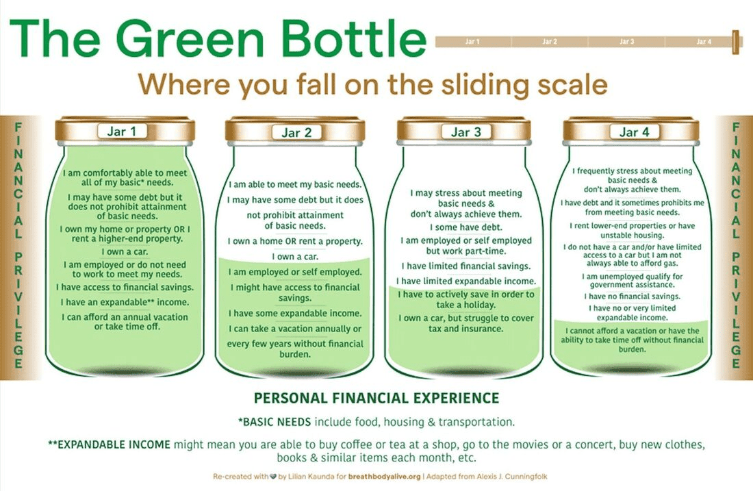 the green bottle of financial privilege infographic
